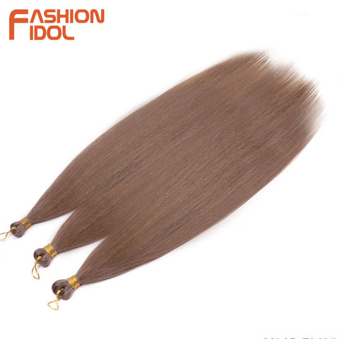 28 Inch 3PCS 300g Yaki Straight Pony Hair Bundles Crochet Braids Hair Synthetic Braiding Hair Ombre Brown Crochet Hair Extension