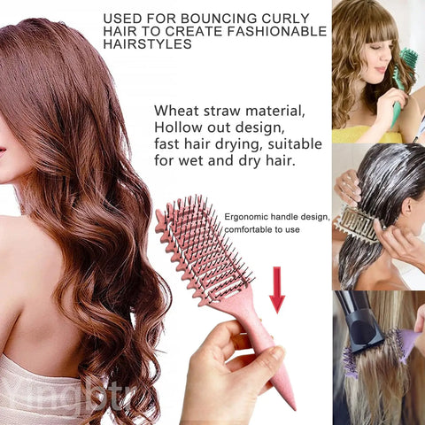 Curly Hair Brush Hollow out Design for Frizz Control & Define Curls, Styling Detangling Brush Beard Comb for Men Women