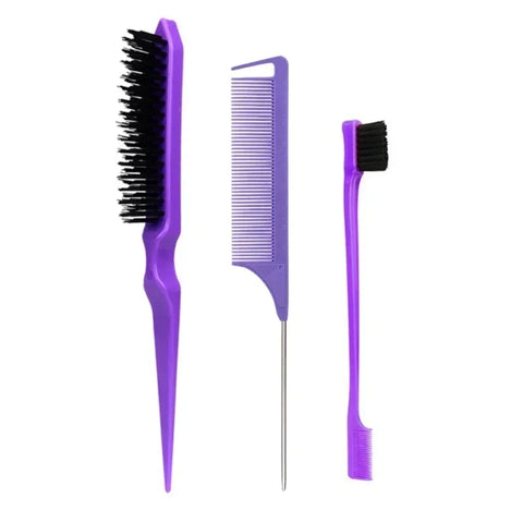 3pcs styling comb set teasing comb triple teasing comb mouse tail comb edge brushing hair tail tool，Special for real hair wigs