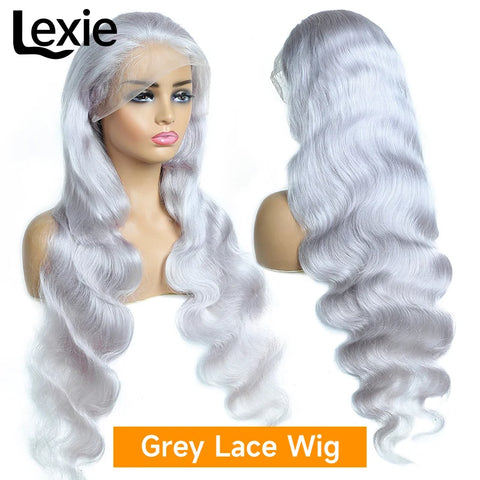 30 Inch Grey Human Hair Wigs Raw Vietnamese Silver Body Wave Lace Front Wigs For Women Gray 13x6 Transparent Lace Frontal Wig