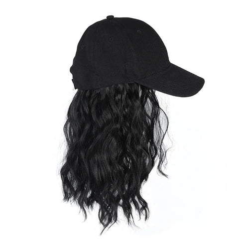 LUPU Synthetic Hat Wig for Women Wig Cap with Curly Hair Extensions Hat with Hair Wave Adjustable Baseball Hat Wigs