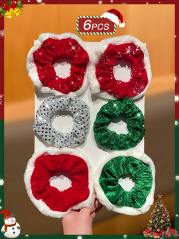 6pcs Fashionable Cute Christmas Hair Accessories for Women Party Role Play Hair Bands Gifts