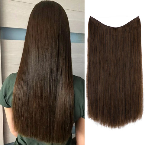 SARLA Synthetic No Clip Hair Extension Ombre Natural Fake False Long Straight Hairpiece Blonde Hair For Women