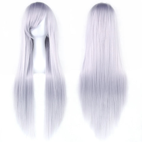 Soowee Long Synthetic Hair White Purple Cosplay Wigs Party Black Hair Straight Wig Hairpiece for Women