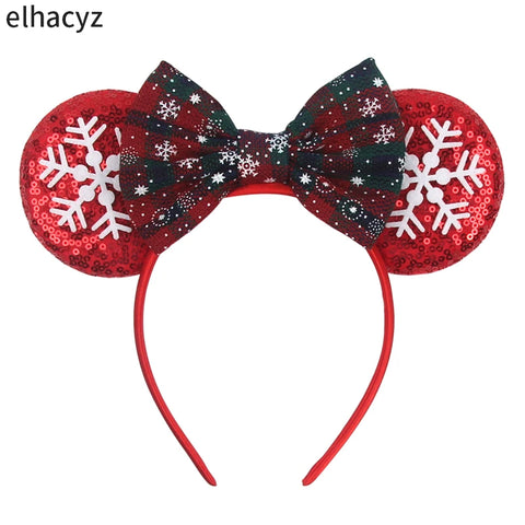 2024 New Christmas Mickey Minnie Mouse Headband Women Disney Ear Hairband Kids Xmas Party Hair Accessories Hot Festival Cosplay