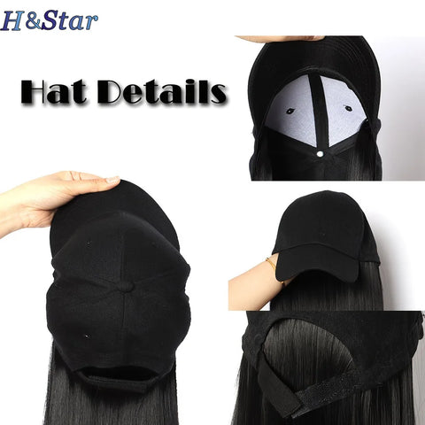 H&STAR Synthetic Short Straight Wig Heat Resistant Fiber Stylish Girls' Baseball Hat Wig with Natural  Hair Peaked Cap