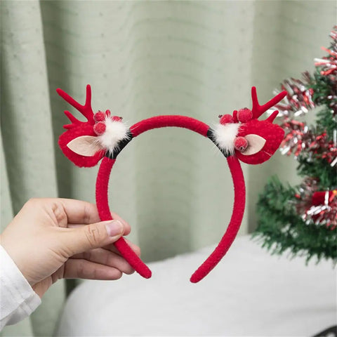 Christmas Hair Hoop Antler Christmas Headwear Hair Band Fashion Red Winter Plush Cute Headband Hair Clip New Hair Accessories