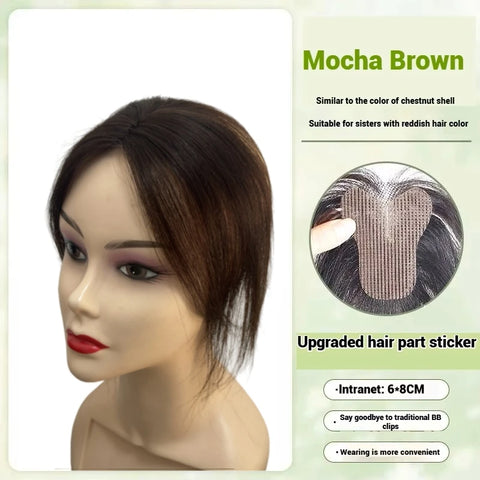 Magic Paste Hair Topper for Women Invisible Natural Looking Human Hair Bangs Fringe No Clip Design Covers Hair Loss