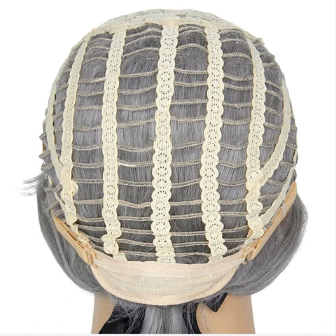 HAIRJOYMens Grey Wig Short Wavy Bob Wig Synthetic Cosplay Party Replacement Hair Wig