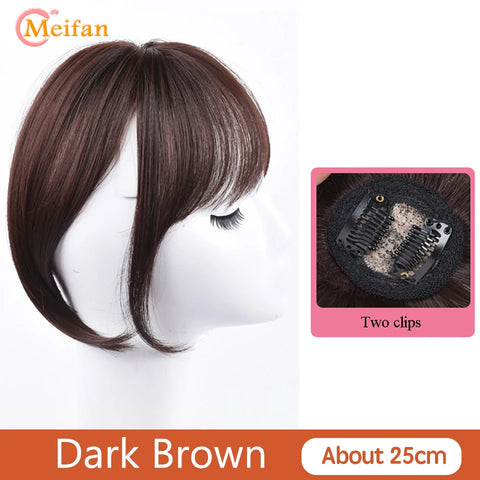 MEIFAN Synthetic Middle Part Topper Hairpiece with Bangs Clip-In Bangs Extension Natural Invisible Clourse Hairpiece for Women
