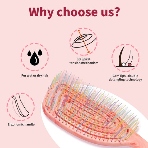 Vented Detangling Brush for Pain Free Brushing on All Wet or Dry Hair Types Durable Anti-Static Bristles Lightweight Handle Comb