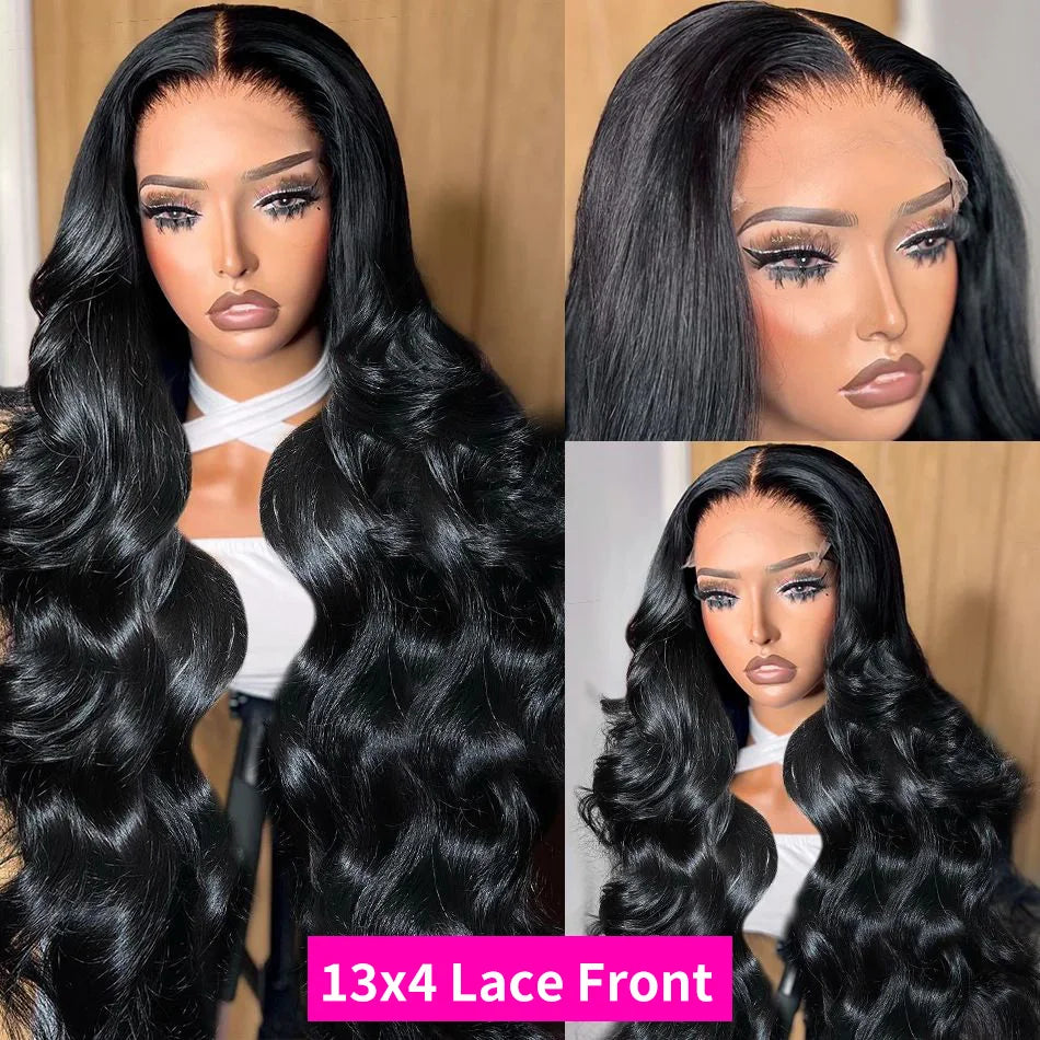 13x6 Lace Front Wigs Human Hair 180 Density Hd Body Wave Lace Frontat Human Hair Wigs For Women Glueless Pre Plucked Black Wig