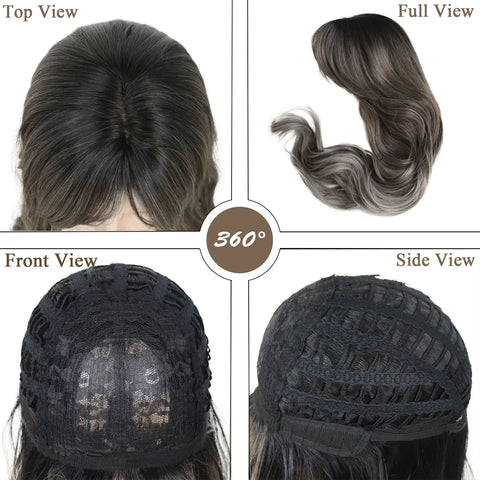 Synthetic Hair Long Curly Wigs for White Women 26 Inches Wavy Long Wig with Bangs Drag Queen Grey Wigs Model Natural Hairstyles