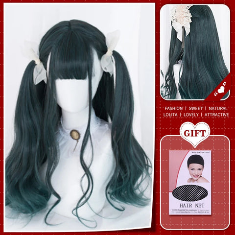 WTB Synthetic Long Straight Hair Black Lolita Wigs with Bangs for Women Fashion Female Cosplay Party Christmas Wigs Multicolor