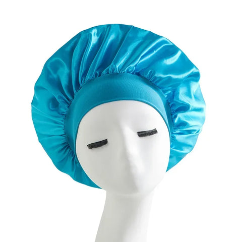 New Satin Wide Brim Nightcap Silky Bonnet Hair Wrap for Sleeping Sleep Cap with Elastic Soft Band Styling Cap Hair Wrapping Tool