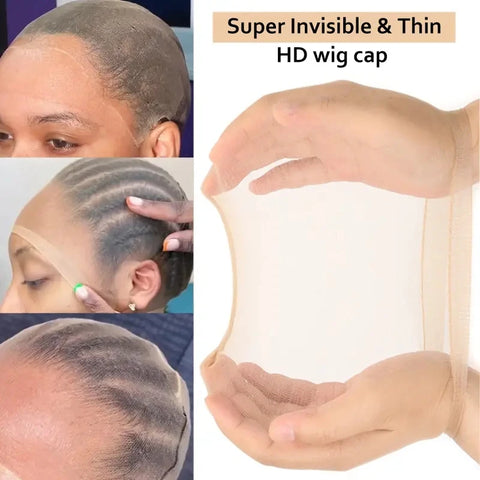 10Pcs Invisible Stocking Wig Cap for Lace Front Wig High-elastic Stretchy Breathable Nylon Wig Caps Ultra-thin Sheer Wig Cap