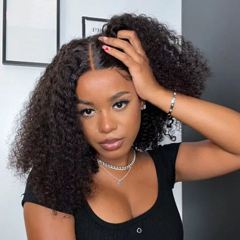 250% Density 13x4 Short Bob Curly Brazilian Real Hair HD Transparent Lace 13x6 Lace Frontal Wigs 100% Human Hair For Women