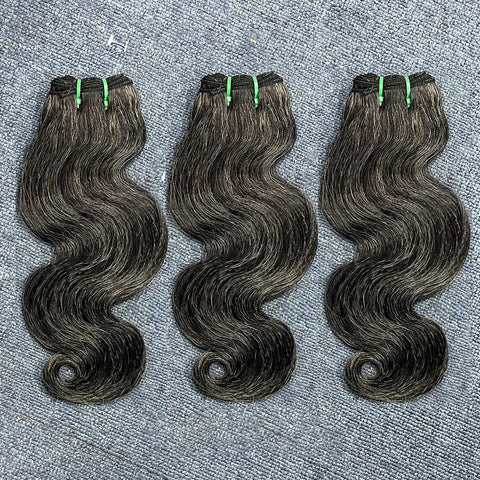 Raw Body Wave Human Hair Bundles Salt and Pepper P1b/Gray Unprocessed Short Grey Human Hair Extensions Virgin Hair Weave Weft