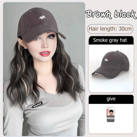 Synthetic12/16/18inch duckweave cap straight hair inward wig baseball capwater wave wig extensions ponytail daily Christmas