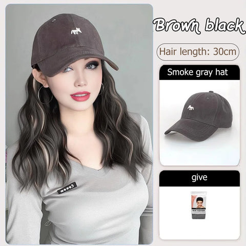 Synthetic12/16/18inch duckweave cap straight hair inward wig baseball capwater wave wig extensions ponytail daily Christmas