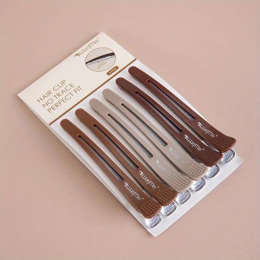 6Pcs Brown Hair Clips Hairdressing Clamps Claws Section Clips Barber Crocodile Hairpin Salon Styling Tools Hair Accessories