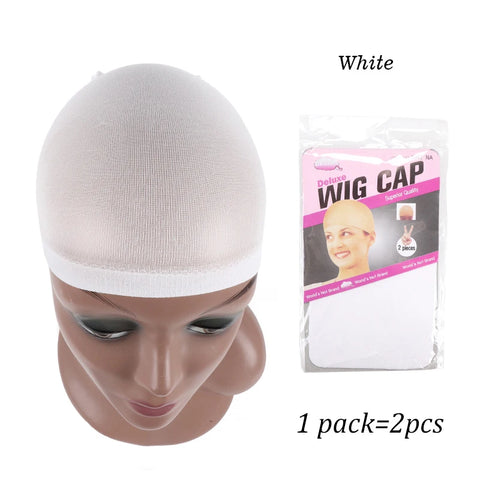 Yajukai New Stocking Cap For Wigs 2Pcs Cheap Hair Net For Wigs Bald Cap Beige Brown Nylon Stocking Wig Cap Stretchy Hair Cap