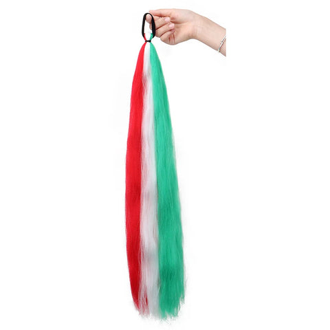 26Inch Synthetic Ponytail Extension with Elastic Tie Hair Band Long Yaki Straight Colored Braiding Ponytail Ombre Colors
