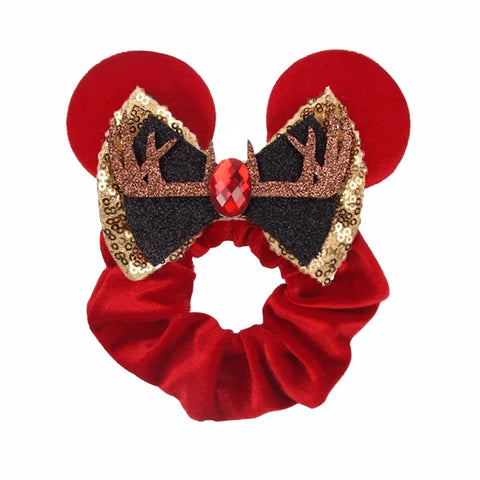 Disney Christmas Day Scrunchies Haarband Vrouwen Elastische Paardenstaart Houder Meisjes Pailletten Strik Kids Haaraccessoires