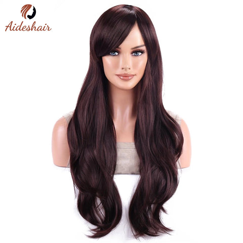 Aideshair synthetic wig  Fashion Wigs 28" 70cm Long Wavy Curly Hair Heat Resistant Wig Cosplay Wig For Women With Free Wig Cap