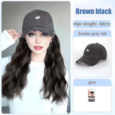 Synthetic12/16/18inch duckweave cap straight hair inward wig baseball capwater wave wig extensions ponytail daily Christmas