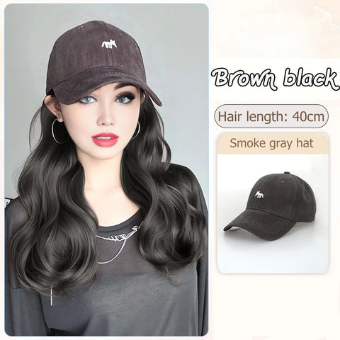 Synthetic12/16/18inch duckweave cap straight hair inward wig baseball capwater wave wig extensions ponytail daily Christmas