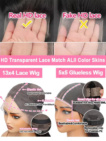 360 Full Lace Front Invisi-Drawstring Wigs Human Hair Bone Straight 13X4 HD Lace Front Wigs Pre Plucked 30 Inch Glueless 5X5 Wig