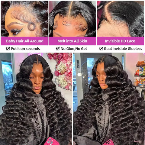 Loose Wave 13x6 Lace Front Human Hair Wig 30 40 Inches Brazilian Water Deep Wave 13x4 HD Lace Frontal Wig Curly Wigs For Women