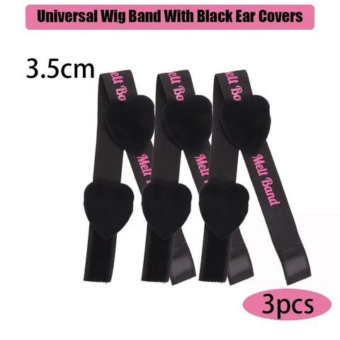 2.5Cm 3Cm 3.5Cm 4Cm Wig Elastic Band With Ear Protector Black Lace Melting Band For Laying Edges Down Adjustable Band 1Pcs 3Pcs