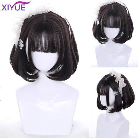 XIYUE Synthetic Long Straight Lolita Wig with Bang Red Ombre Black Cosplay Party Halloween Christmas Wavy Curly Harajuku Wig