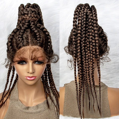 Braided Lace Front Wigs 360 Synthetic Wig 24inches Box Wig Braids African Braiding Hair With Baby Hair Ponytail hair