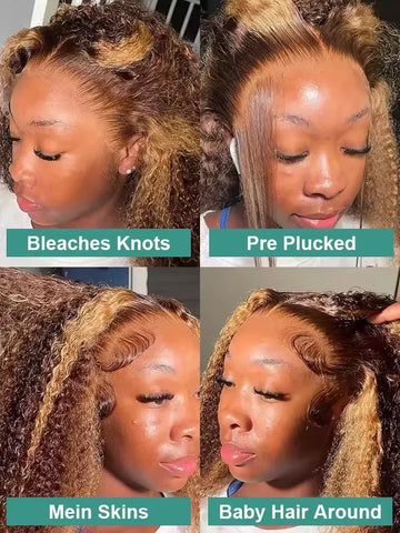 38 40 Inch Curly Wigs Deep Wave HD Lace Front Wig Colored Brazilian Highlight Ombre 13x6 Lace Frontal Wig Human Hair For Women