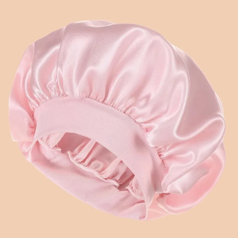 1pc Women's Solid Color Satin Wide-Brimmed Shower Cap, Suitable for Daily Use Silk Bonnet Satin Bonnet Shower Cap