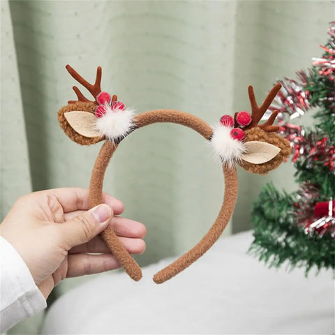 Christmas Hair Hoop Antler Christmas Headwear Hair Band Fashion Red Winter Plush Cute Headband Hair Clip New Hair Accessories