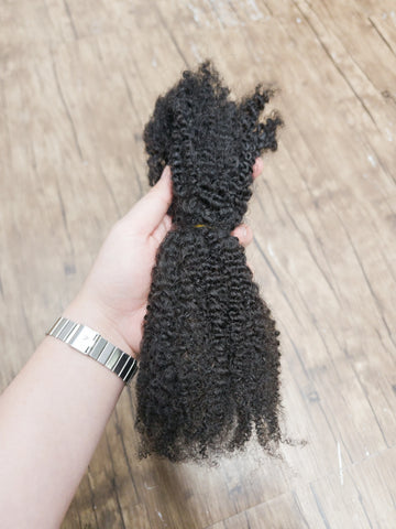 4C Afro Kinky Curly Virgin Human Hair 16" Brazilian Human Hair Extensions Weave Bundles No Weft Weaving for African Black Women