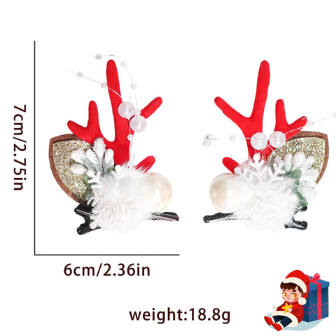 Christmas New Forest Bow Flower Pearl Antlers Hair Clip Holiday Party Dress Up Cute Hairpin Christmas Party Small Gifts Holiday