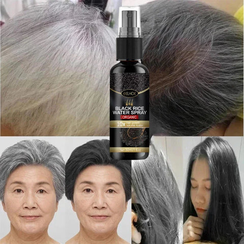 Gray White Hair Treatment Serum White To Black Repair Natural Color Black Rice Nourish Spray Anti Loss Hair High Quality Product