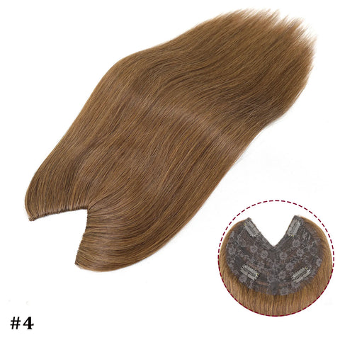 V Shape Clip In Human Hair Extensions  Invisible Brown Blonde Highlight Toppers For Women Straight Brazilian Remy Hair 16Inch