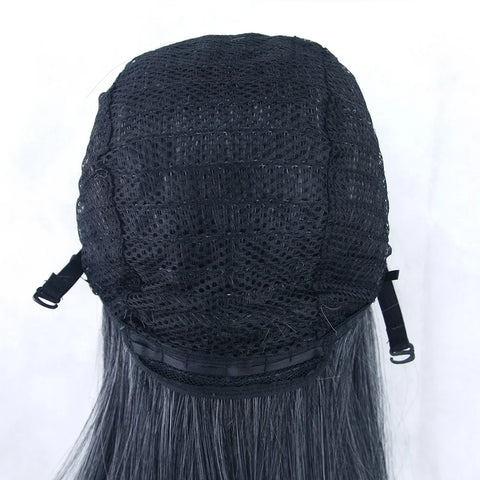 Soowee Long Synthetic Hair White Purple Cosplay Wigs Party Black Hair Straight Wig Hairpiece for Women