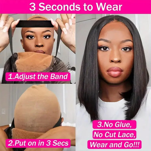 Wear And Go Glueless Wig 7x6 Bone Straight Lace Frontal Wig Human Hair Pre plucked 13x4 Transparent Lace Front Wig 180%