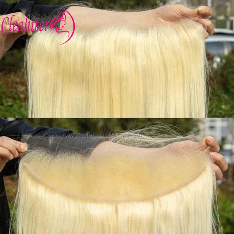 22 Inch 613 Blonde 13x4 Transparent Lace Frontal Brazilian Virgin Hair Pre-Plucked Full End Straight Human Hair Frontal