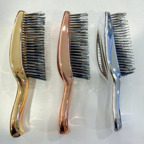 Japanese Premium Head Massager Scalp Brush Hair Massager Shampoo Brush Wet Plastic Detangling Brush Hair Cleaning Comb Rose Gold