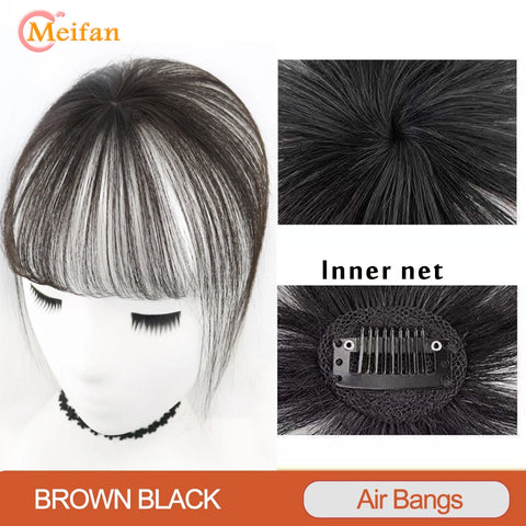 MEIFAN Synthetic Middle Part Topper Hairpiece with Bangs Clip-In Bangs Extension Natural Invisible Clourse Hairpiece for Women