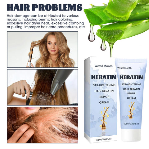 Keratin Repair Hair Mask Smoothing Deep Nourishing Anti Frizz Dry Damaged Splitting Hair Treatment Soft Straightening Hair Mask