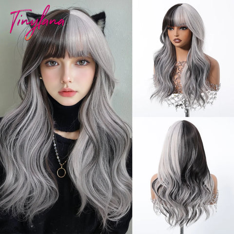 Long Curly Green Wave Synthetic Wigs with Bangs for Women Christmas Grass Green Cosplay Wigs Daily Natural Hair Heat Resistant